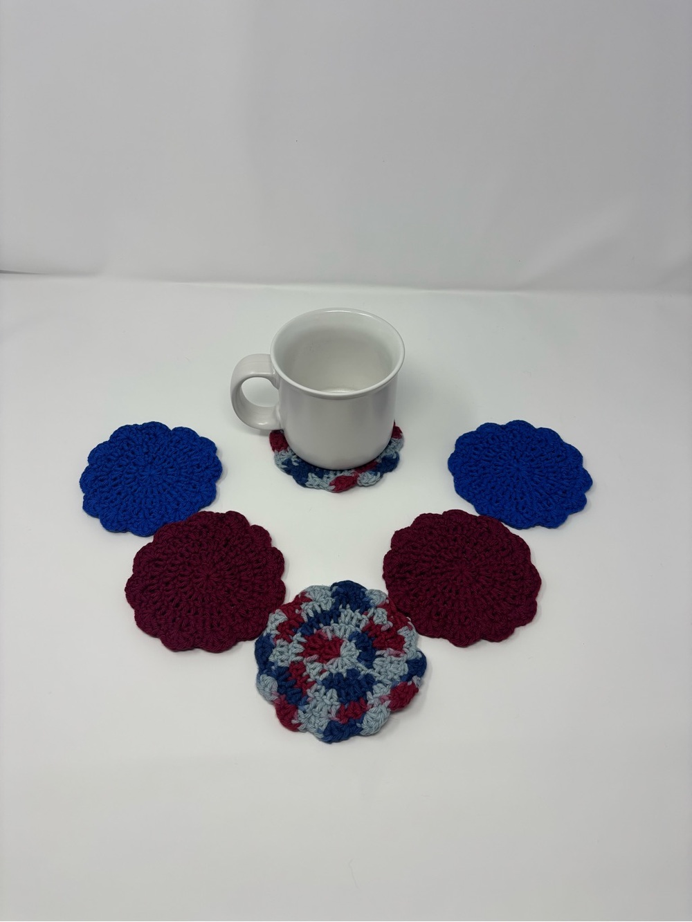Firecracker Crochet Coasters (Set of 6)